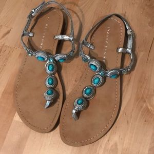Silver & Turquoise Sandals | size 9